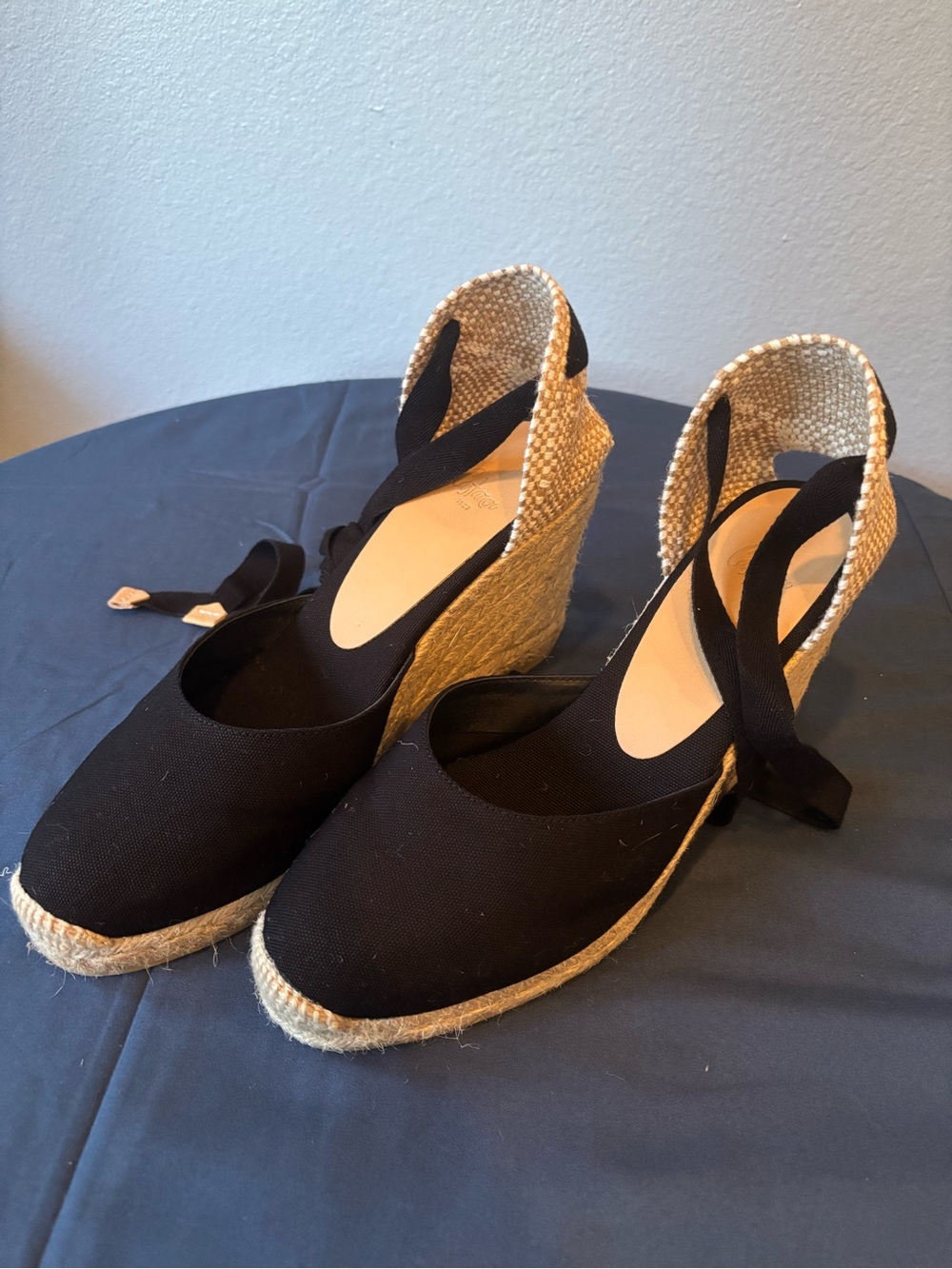 NWB Castaner Black Espadrille Wedge Sandals